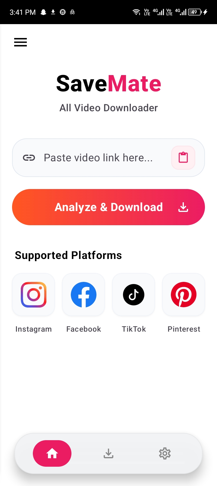 SaveMate Home Light Mode
