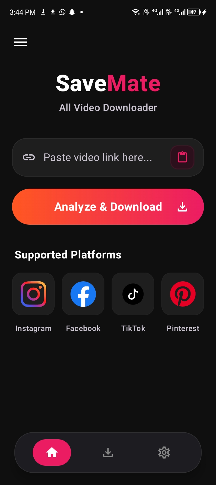 SaveMate App Dark Mode